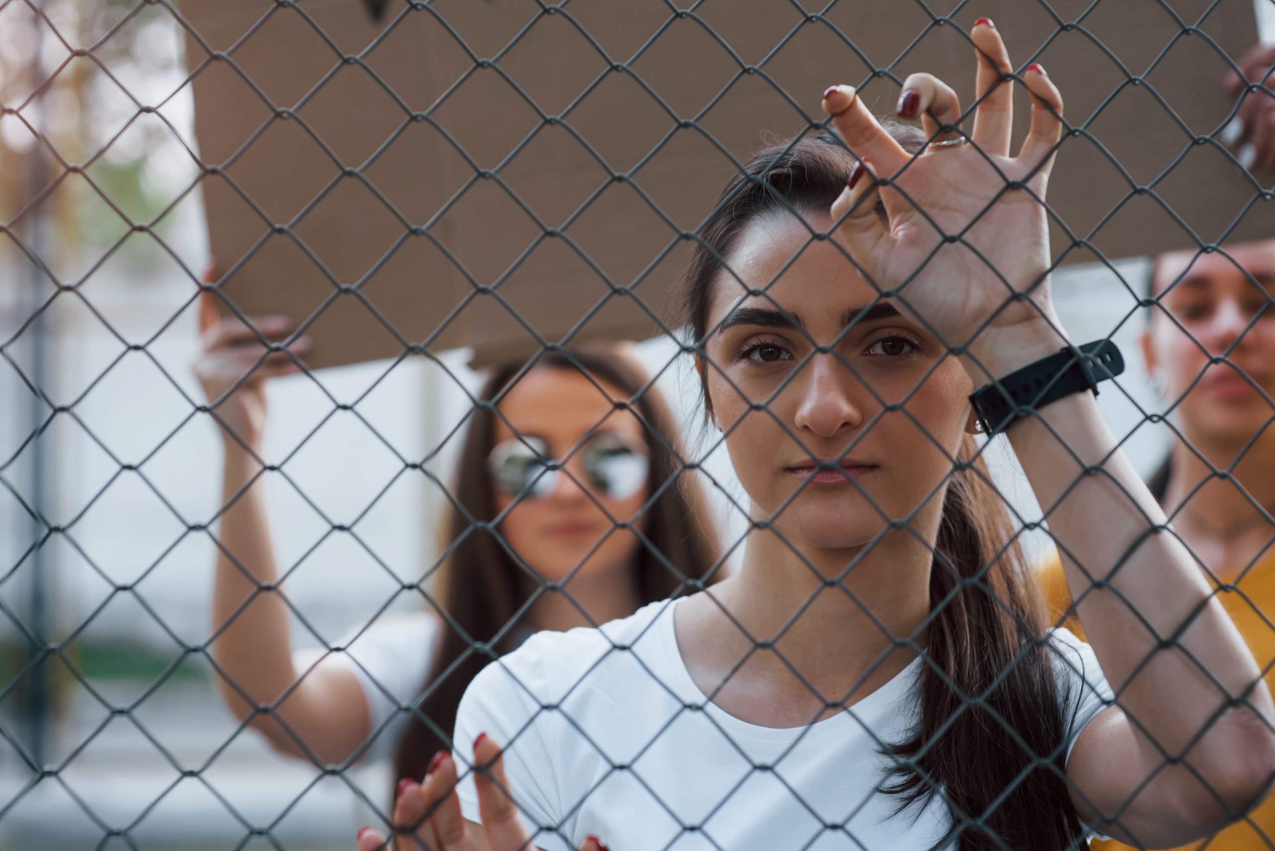 Group of feminist women have protest for their rights outdoors