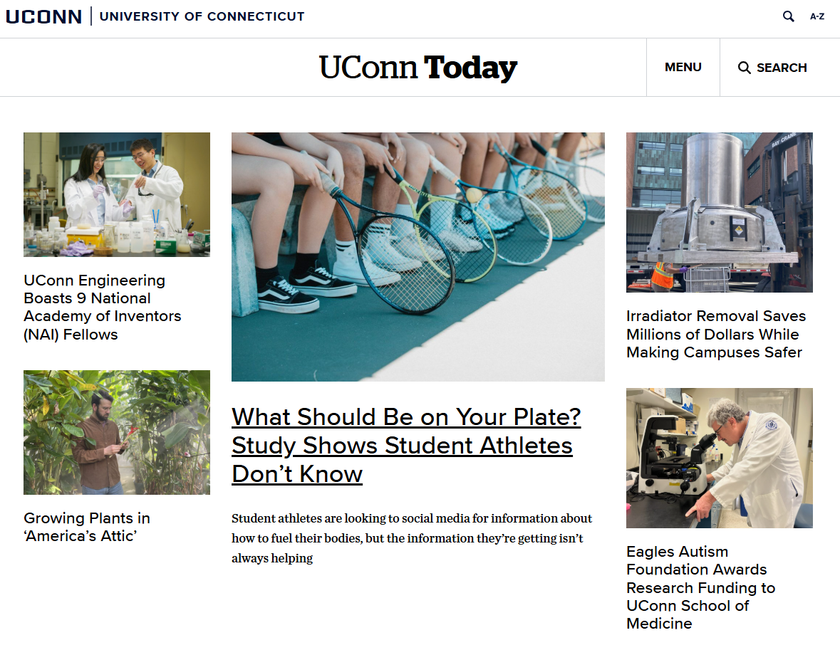 UConn Today homepage snippet