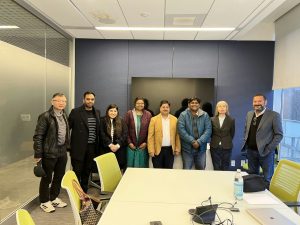 Founders of Sevenky, Tanya Wadhwa and Adarsh Karania, and founders of Shiftzzy, Venkat Bokka and Sree Sailaja Sowmya Katta, meeting with Dr. Sanjeev Nayak and Uconn Engineering faculty exploring quantum technology collaboration opportunities.