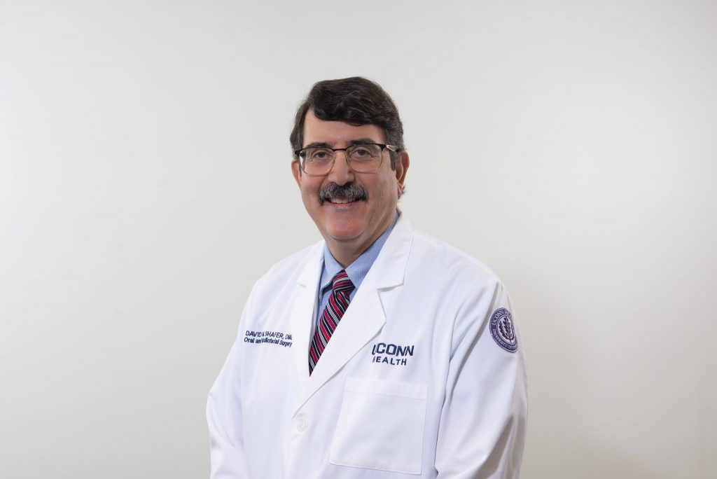 David Shafer DMD is an oral surgeon and chair of the Division of Oral and Maxillofacial Surgery at UConn Health. July 20, 2020 (Tina Encarnacion/UConn Health)