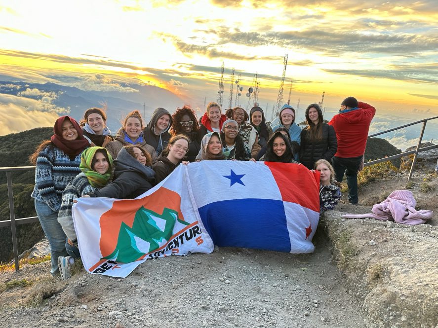 The entire team of UConn students at the sunrise on Volcan Baru celebrating the culmination of their clinical work.