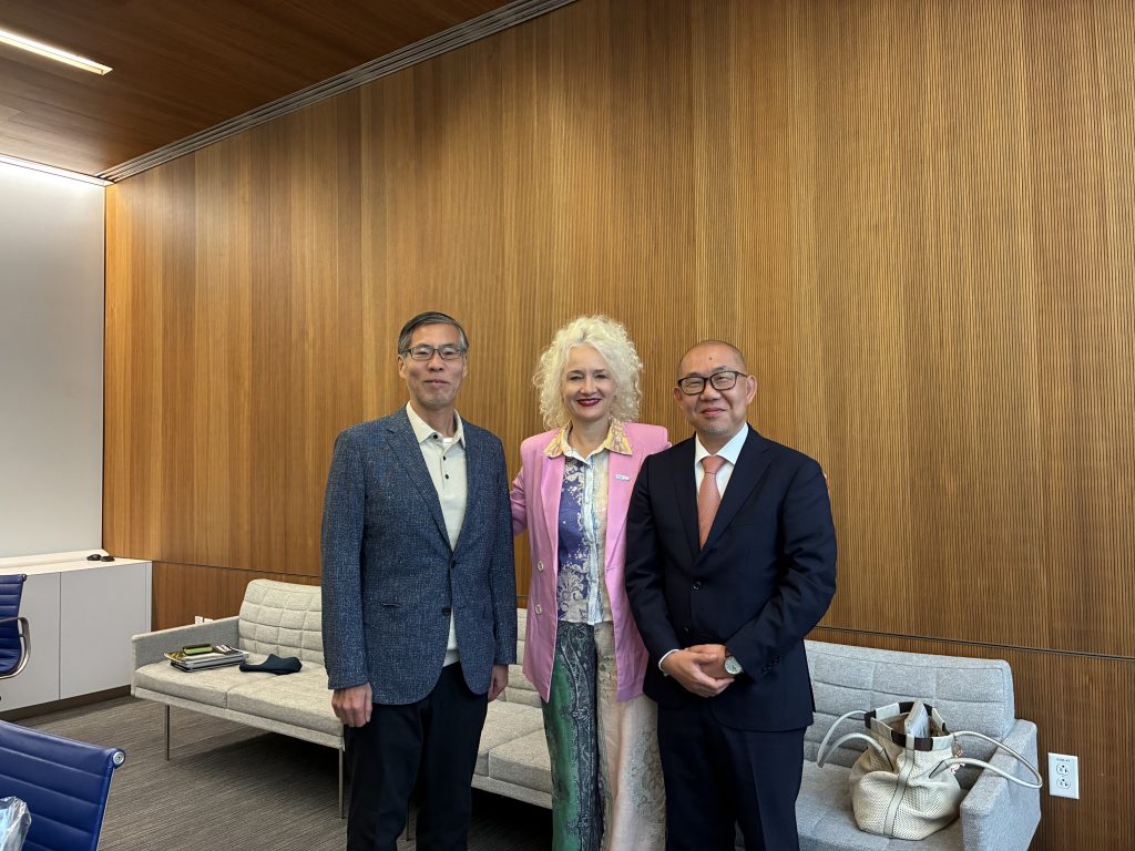 University of Connecticut President Radenka Maric with Koji Murota, Deputy Executive Director of Kyoto University and Director-General of the Office of Institutional Advancement and Communications; and Hirofumi Seike, PhD, Specially Appointed Associate Director of the Office of Institutional Advancement and Communications.